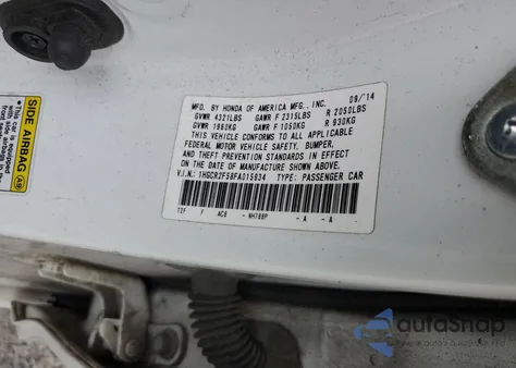 2015 Honda Accord Sport z USA, uszkodzony, nr VIN 1HGCR2F58FA015934
